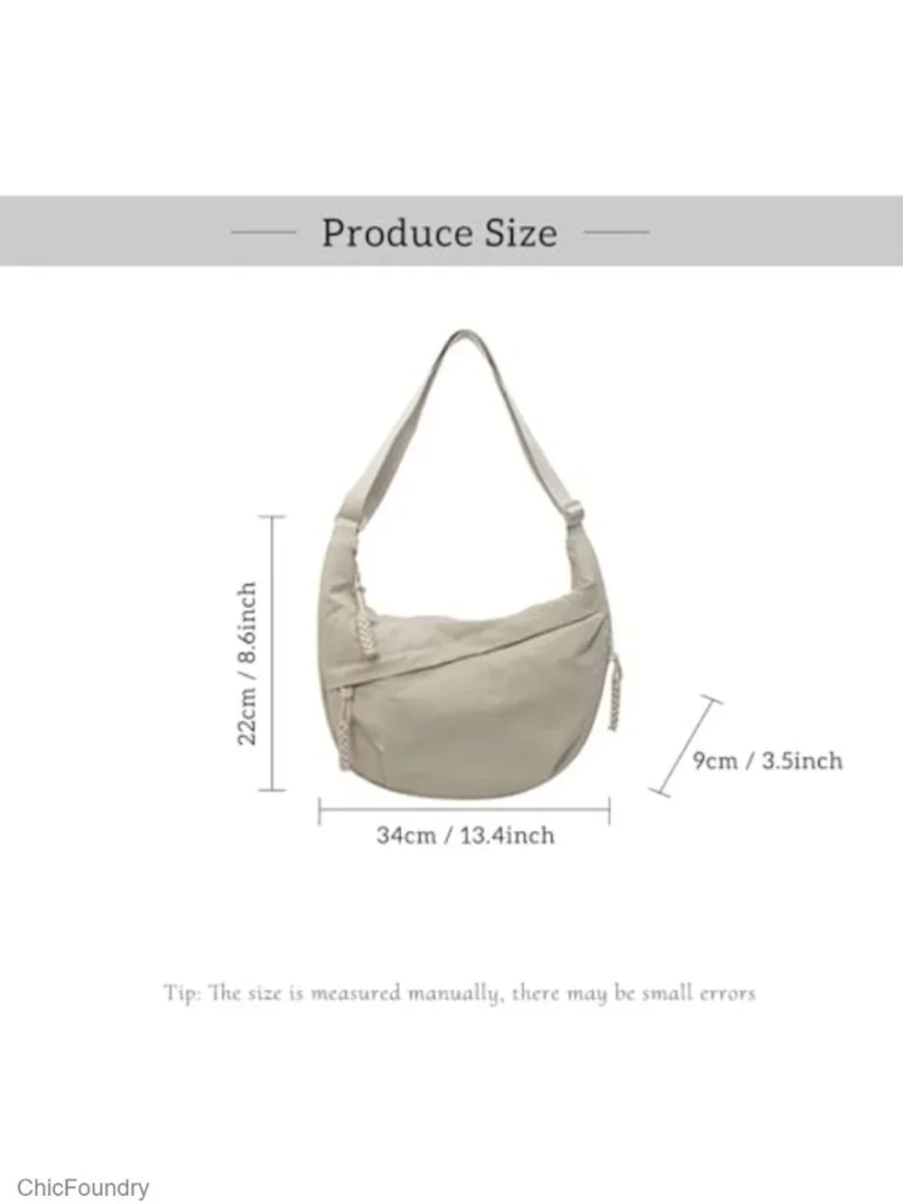 Nylon Crescent Crossbody Bag with Adjustable Strap Multi-Pocket Hobo Shoulder